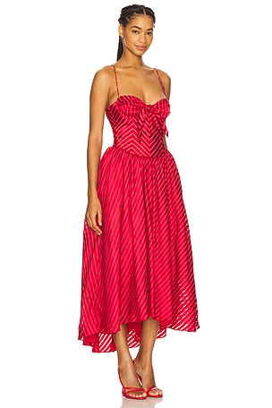 For Love & Lemons Burnout Stripe Maxi Dress in Red