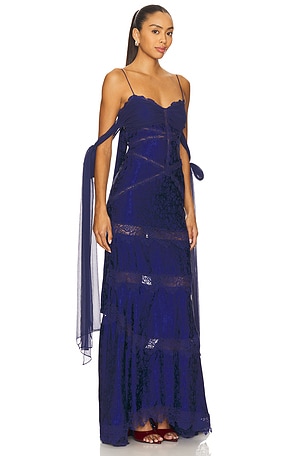 For Love & Lemons Rita Lace Gown in Royal. Size XS. Also