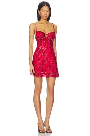 For Love & Lemons Opal Mini Dress in Red