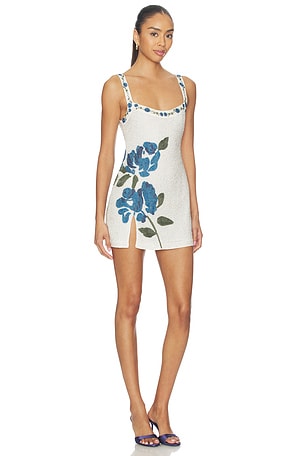 For Love & Lemons Cape Cod Beaded Mini Dress in Blue