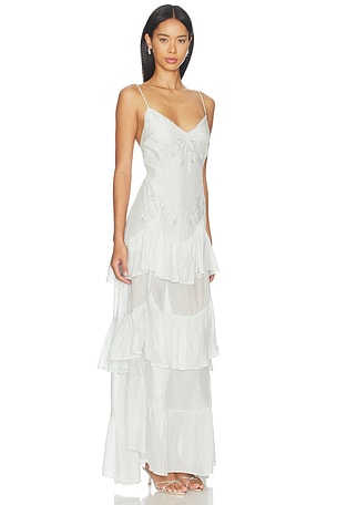 For Love & Lemons Bayview Bow Maxi Dress in Baby Blue. Size 12. Also