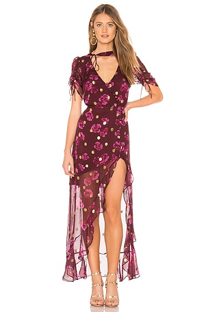 for love and lemons stella maxi dress For Love & Lemons Stella Maxi Dress in Lurex Pansy