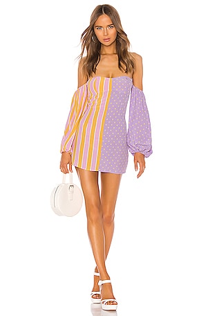 pink smocked mini dress Leah Abstract Niko Smocked Mini Dress PINK-BLUE / L by Sugarlips