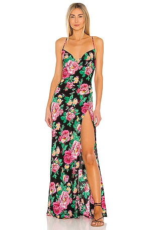 For Love & Lemons Becca Maxi Dress in Black | REVOLVE