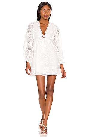 For Love & Lemons Madeline Mini Dress in White | REVOLVE