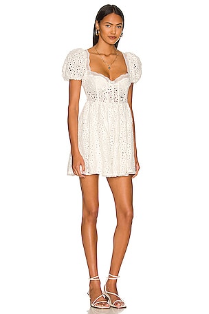 For Love & Lemons Becca Mini Dress in White