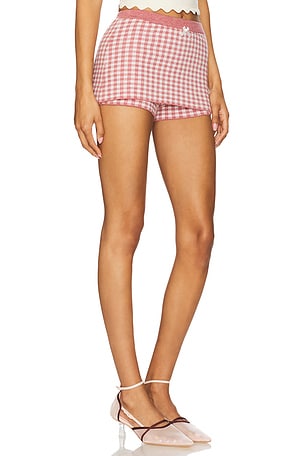 For Love & Lemons Gingham Knit Skort in Mauve