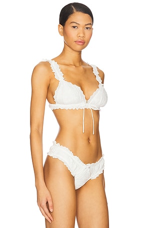 For Love & Lemons Edie Eyelet Bralette in White. Size XL. Also