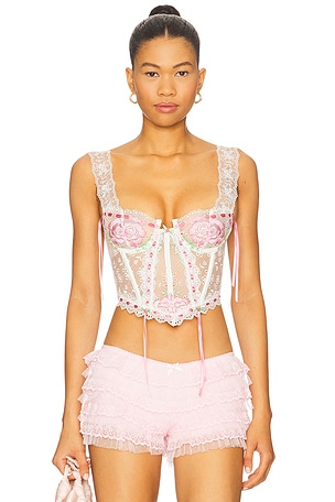 Rose Milk Eyelet Bustier For Love & Lemons