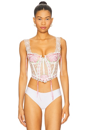 For Love & Lemons Rose Milk Eyelet Bustier