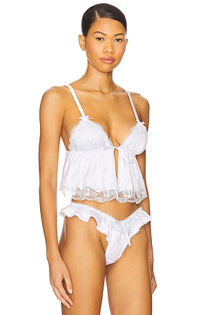 For Love & Lemons Jaden Sleep Top in White. Size XS. Also