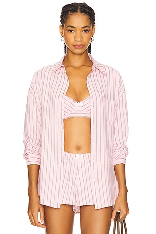 Mindy Striped Button Down Shirt For Love & Lemons