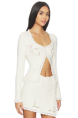 For Love & Lemons Pheobe Knit Top in Cream. Size XS. Also