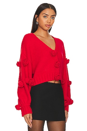 For Love & Lemons Scarlett Cardigan in Red