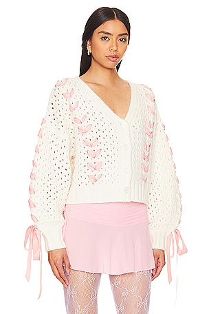 For Love & Lemons Laurel Cardigan in White