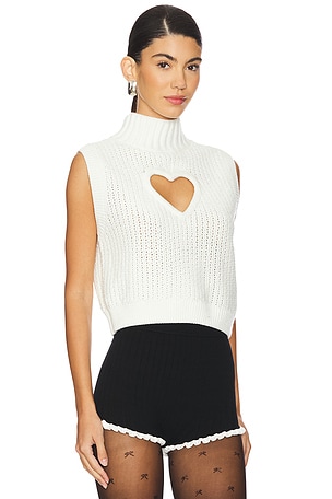 For Love & Lemons Rebecca Heart Sweater Vest in Cream