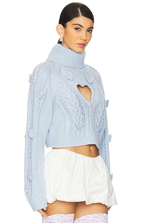 For Love & Lemons Rebecca Heart Sweater in Baby Blue