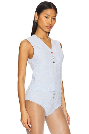 For Love & Lemons Cupid Cable Knit Vest in Baby Blue