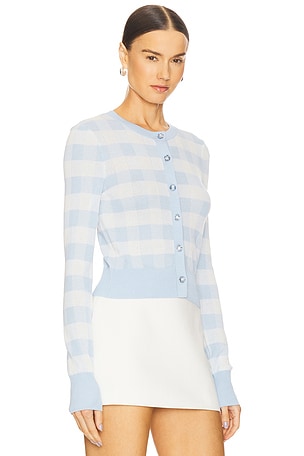 For Love & Lemons Gingham Knit Cardigan in Baby Blue