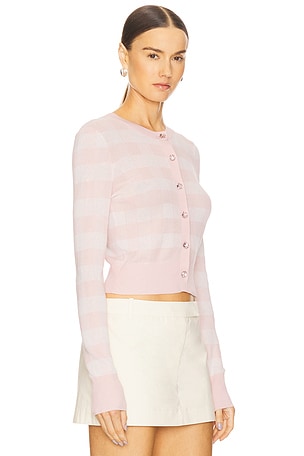 For Love & Lemons Gingham Knit Cardigan in Blush