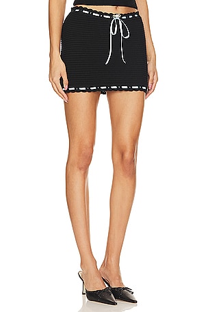 For Love & Lemons Kelsey Crochet Mini Skirt in Black