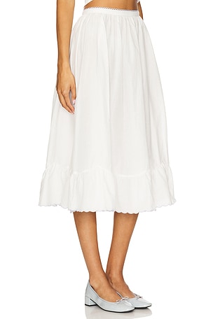For Love & Lemons Tea Time Poplin Midi Skirt in White
