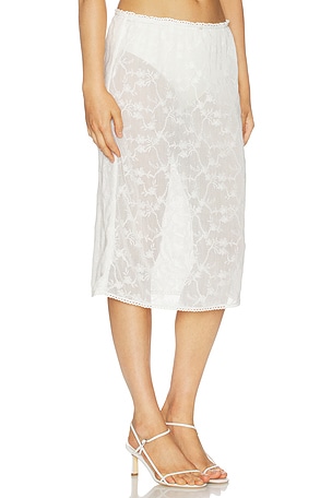 For Love & Lemons Betty Bouquet Coverup Midi Skirt in White