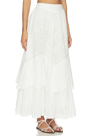 For Love & Lemons Lou Maxi Skirt in White