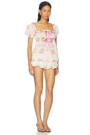 For Love & Lemons Scarlett Babydoll Set in Cream