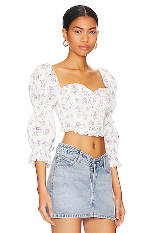 For Love & Lemons Leslie Blouse in White