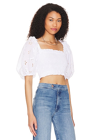 For Love & Lemons Addison Blouse in White