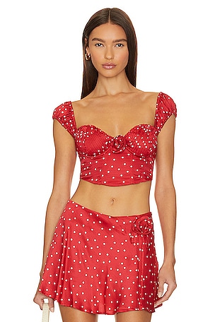 Show Me Your Mumu, Coco Crop Top in Spacey Lacey Red
