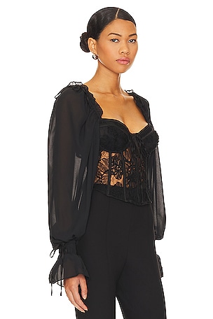 For Love & Lemons Sade Top in Black