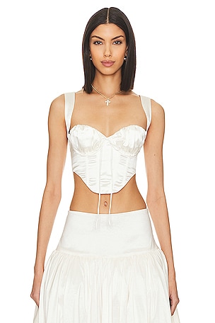 NWT For Love & Lemons Revolve Corset Sunshine Tiered Bustier Maxi