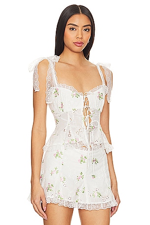 For Love & Lemons Kinsley Eyelet Top in White