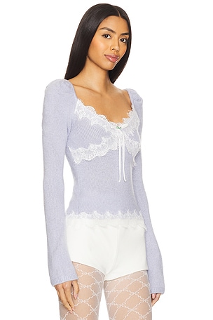 For Love & Lemons Rosaleen Top in Blue