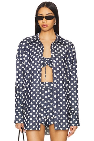 Dolly Dot Denim Button-down Top For Love & Lemons