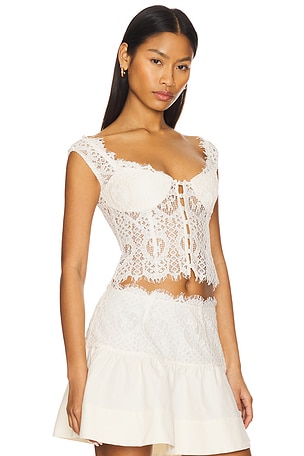 For Love & Lemons Doily Lace Top in Cream