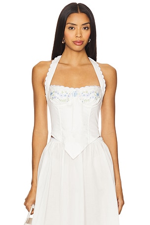Tea Time Poplin Bustier Top For Love & Lemons
