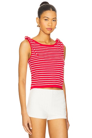 For Love & Lemons Regatta Stripe Knit Top in Red