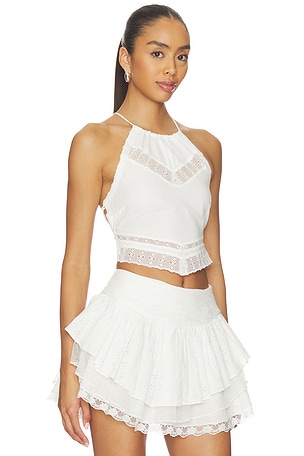 For Love & Lemons Lou Scarf Top in White