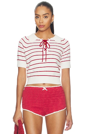 Betsy Striped Polo Tee For Love & Lemons