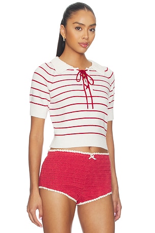 For Love & Lemons Betsy Striped Polo Tee in Multi