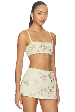 For Love & Lemons Ribbon Flowers Top in Multi