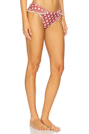 For Love & Lemons Denim Dot Bikini Bottom in Brick