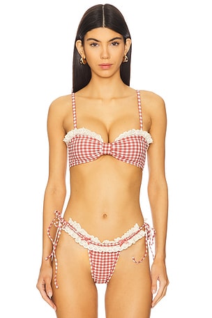 Gingham Bandeau Bikini Top For Love & Lemons