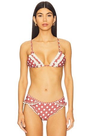 Denim Dot Triangle Bikini Top For Love & Lemons