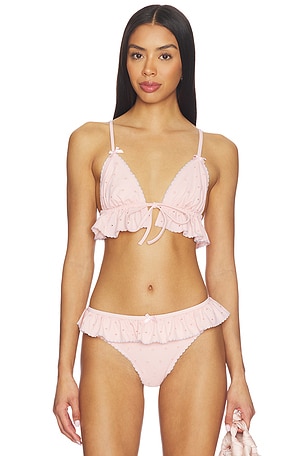 Polka Dot Ruffle Bikini Top For Love & Lemons