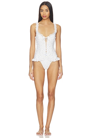 For Love & Lemons Daisy One Piece Swimsuit in Cream