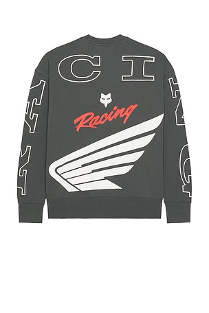 Fox Racing x Honda Oversized Crew Sweatshirt in Grey. Size S. Also